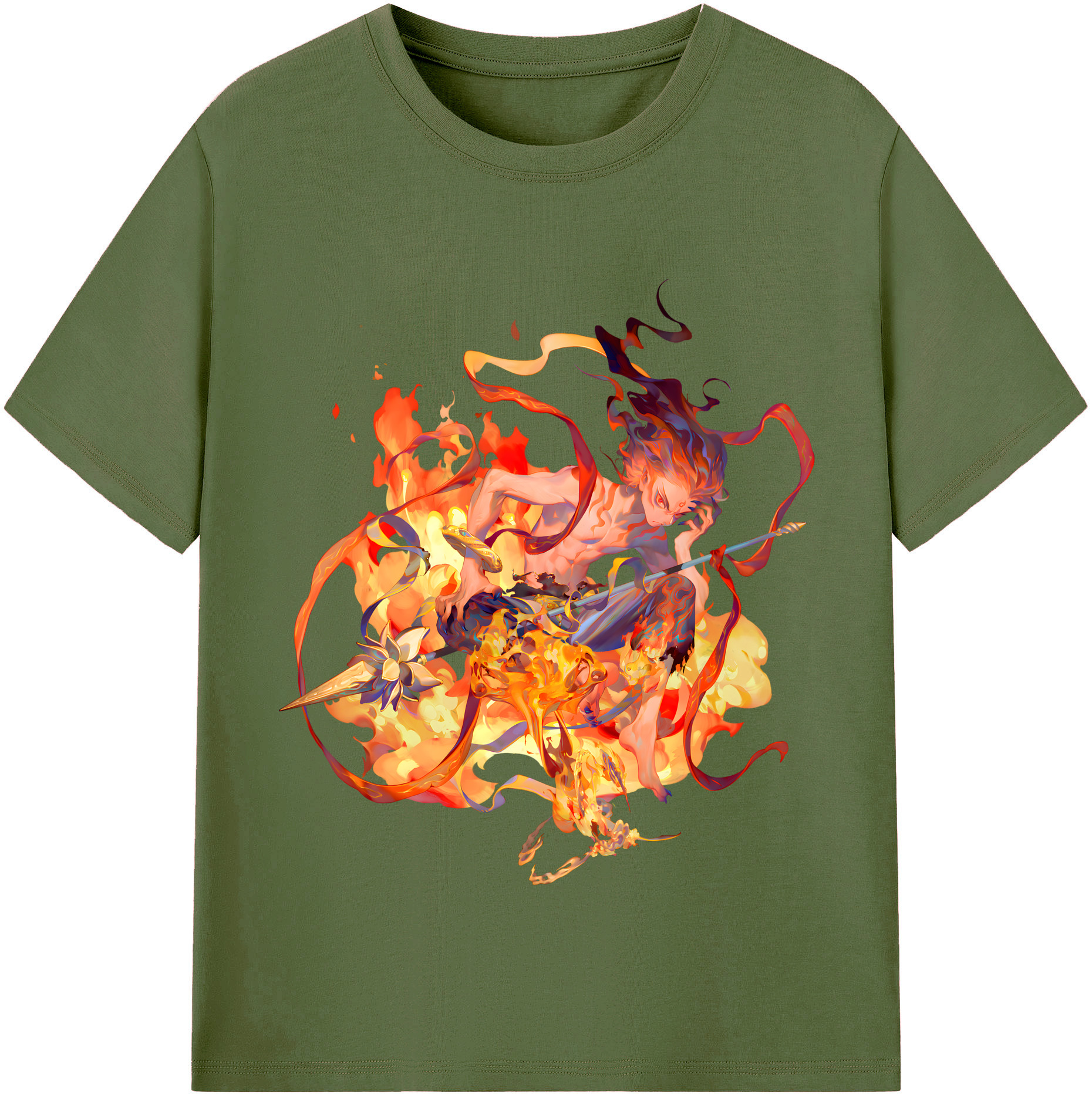 （画像用） Ne Zha 2 ナタ 魔童の大暴れ 綿100％半袖Tシャツ（フロントプリント）